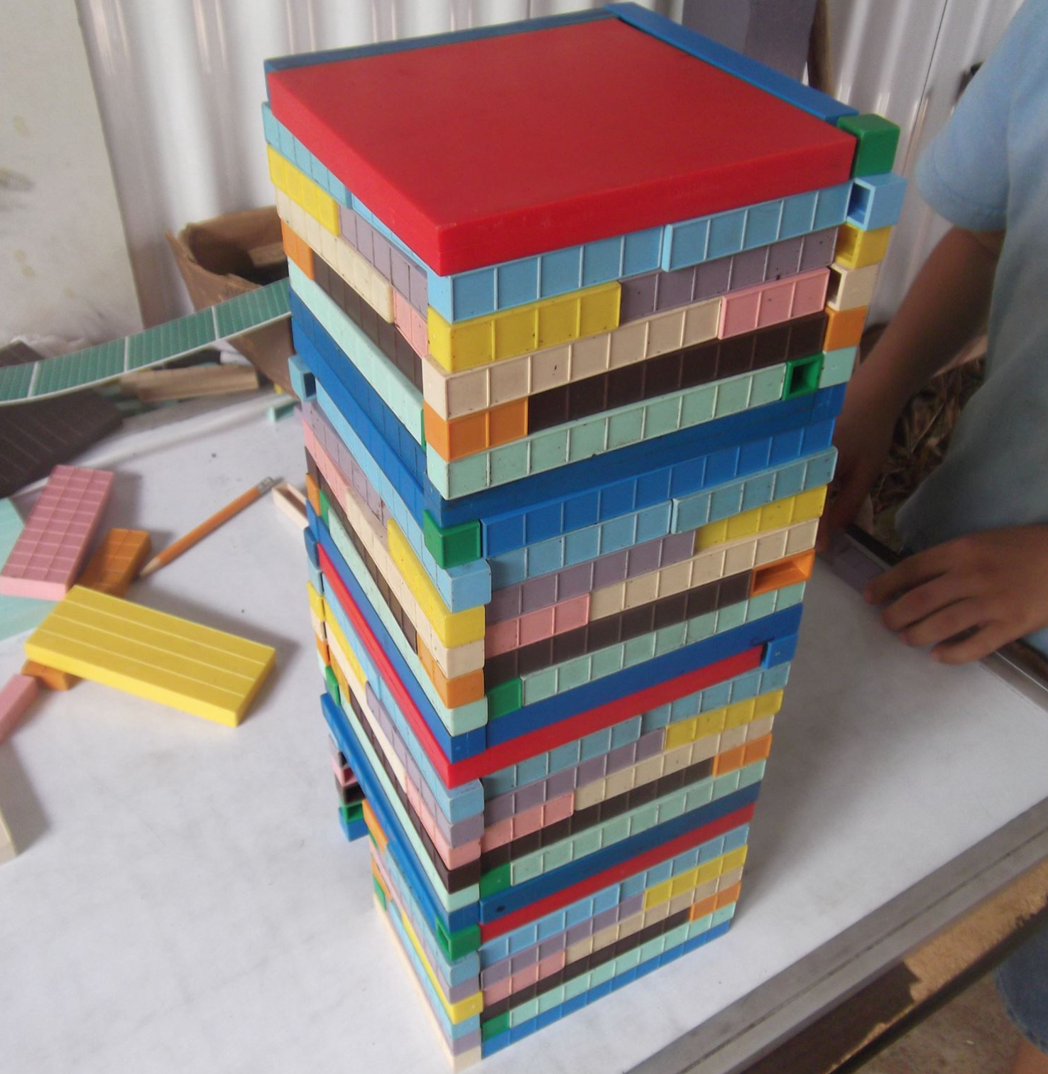 Base ten block tower, mortensen math