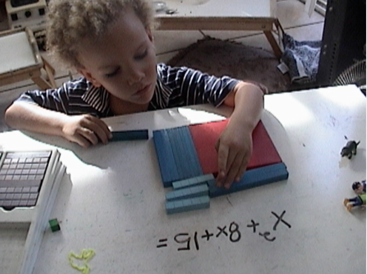 jm x²+8x+15, toddler factoring polynomials with base ten blocks.