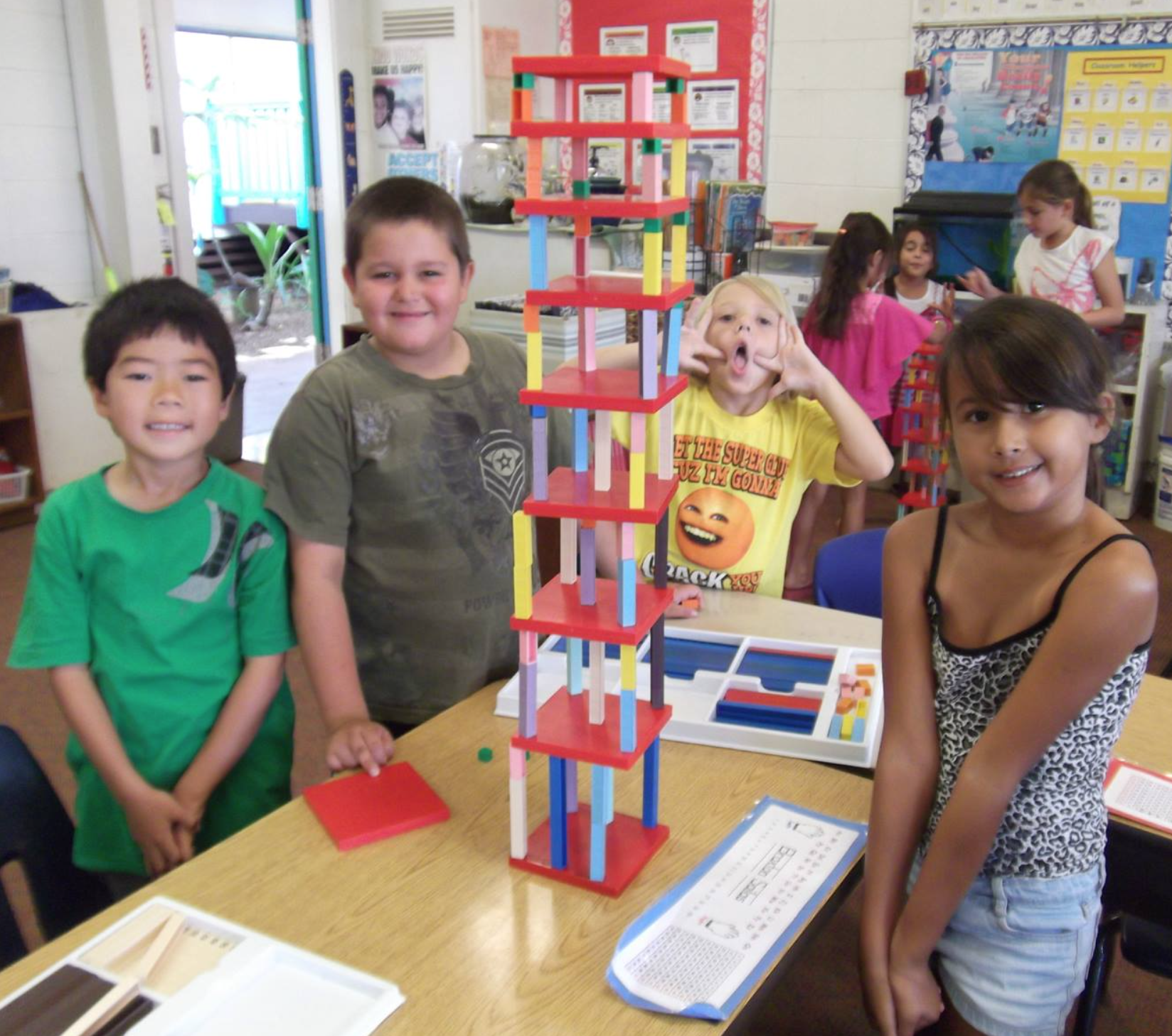 addends tower on desk haiku school using base ten blocks